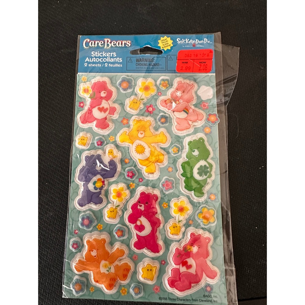 Vintage 2005 Care Bears Stickers 2 Sheets American Greetings Stickety-Doo-Da